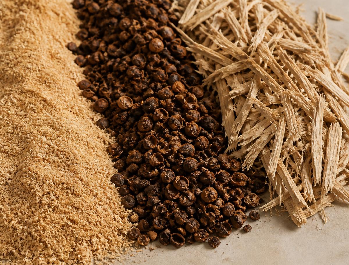 Sawdust, coffee husk and sugarcane bagasse arranged as substrate materials